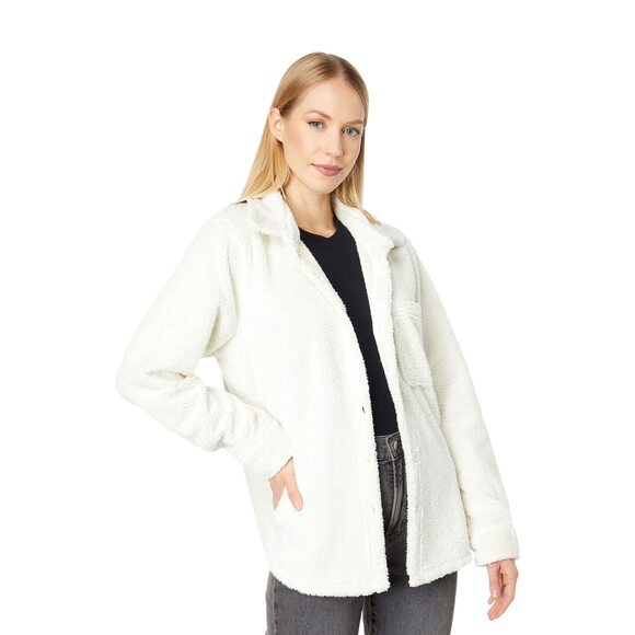 Dylan by True Grit Sherpa Shirt Jacket Shacket Chalk SM